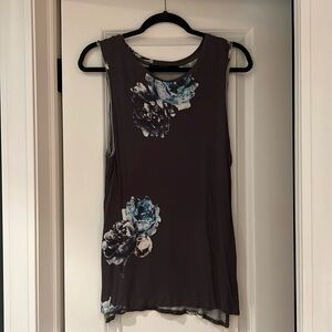 All Saints size us6 black floral print tank